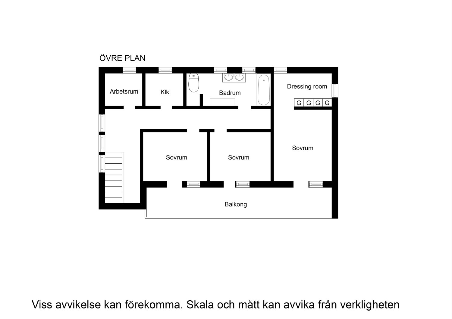 planritning Övre plan